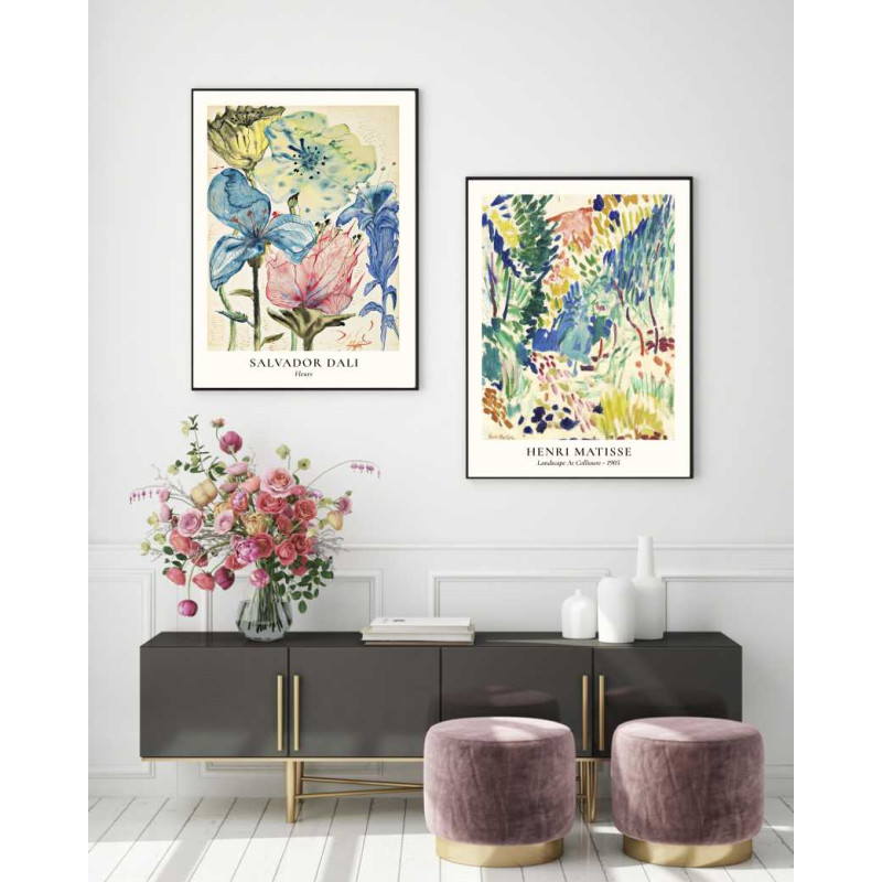 خرید تابلو ست 2 عددی طرح 1228 سبک وینتیج | ابعاد 50×70 با قاب