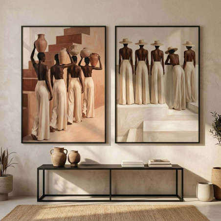 تابلو مدرن دو تکه طرح زنان با کوزه