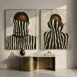 تابلو مناسب پذیرایی ست 2 عددی طرح 1353 | تابلو دیواری  50x70
