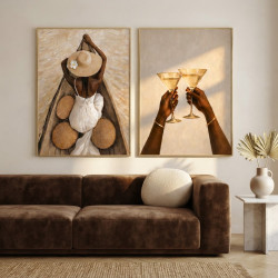تابلو مناسب پذیرایی ست 2 عددی طرح 1354 | تابلو دیواری  50x70